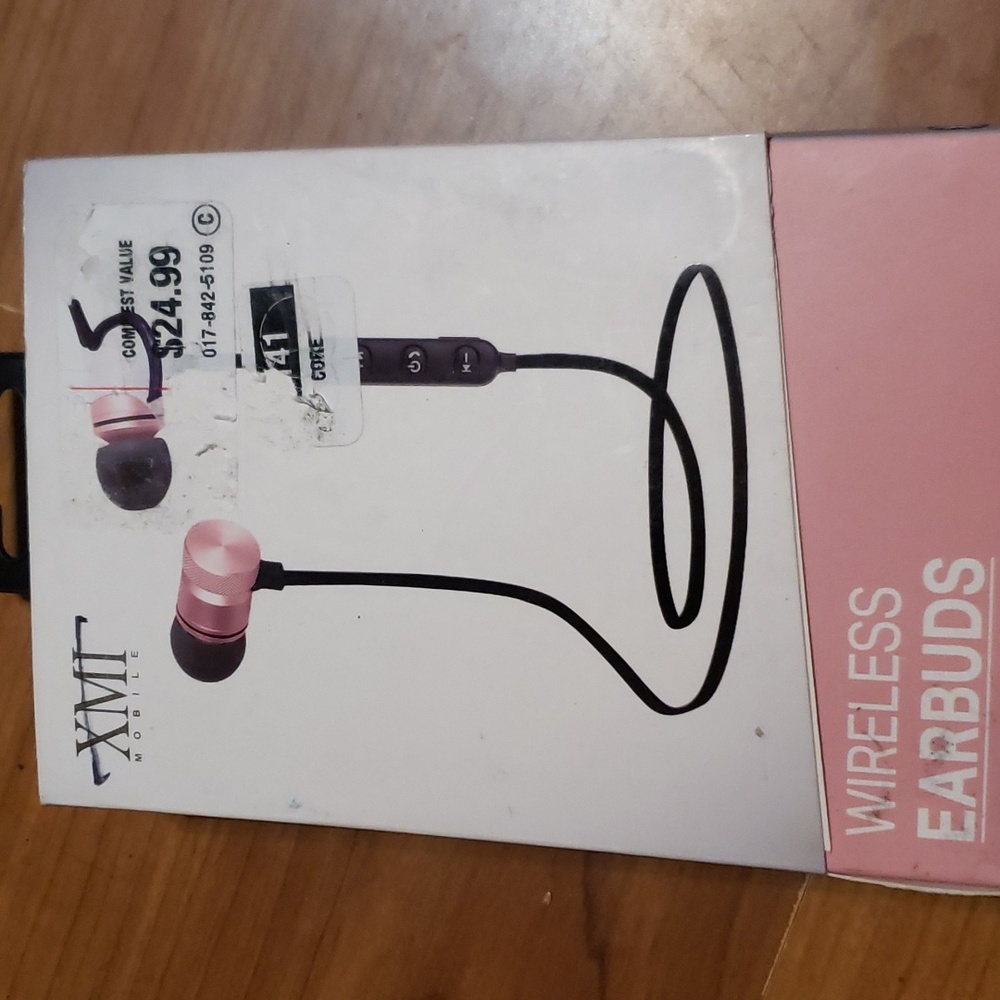 NIB "XMI" rose/black magnetic + wireless lightweight earbuds